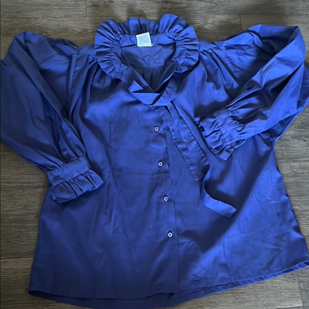 Elegant Blue Ruffled Blouse - The Carmen Blouse